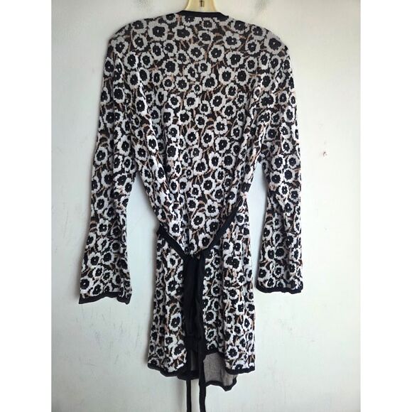 Diane Von Furstenberg x Targe "Poppy" Brown Black Wrap Knit Sweater Dress XXL - Picture 3 of 9